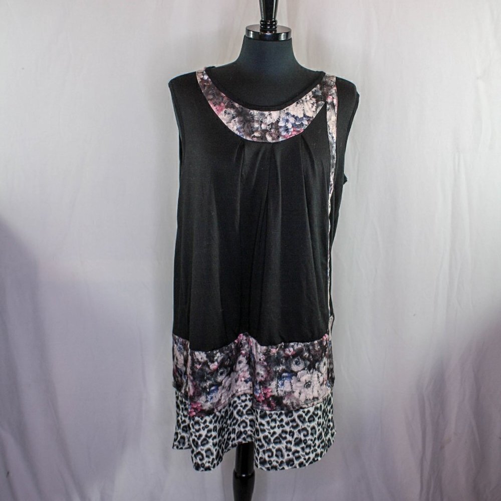 Aster By Firmiana Dress Sleeveless Shift Dress Floral Leopard Print Size…